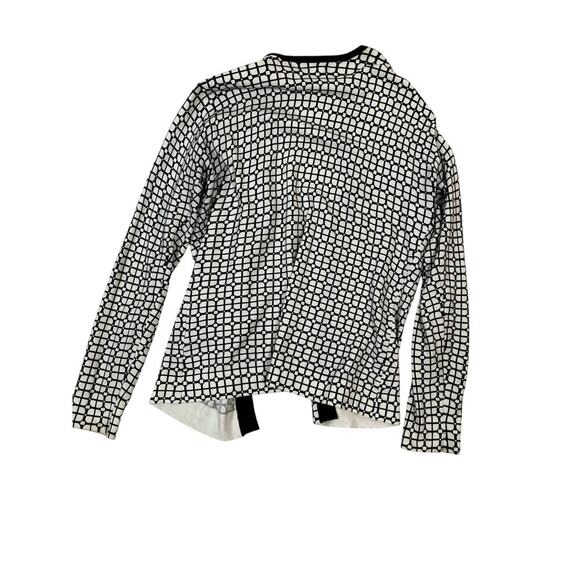August Silk Cardigan Women’s M Black White Geometric - Picture 3 of 5